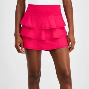NEW ID Ideology Women's Flounce Skort Skirt Tennis Pickleball Fuschia Pink XS